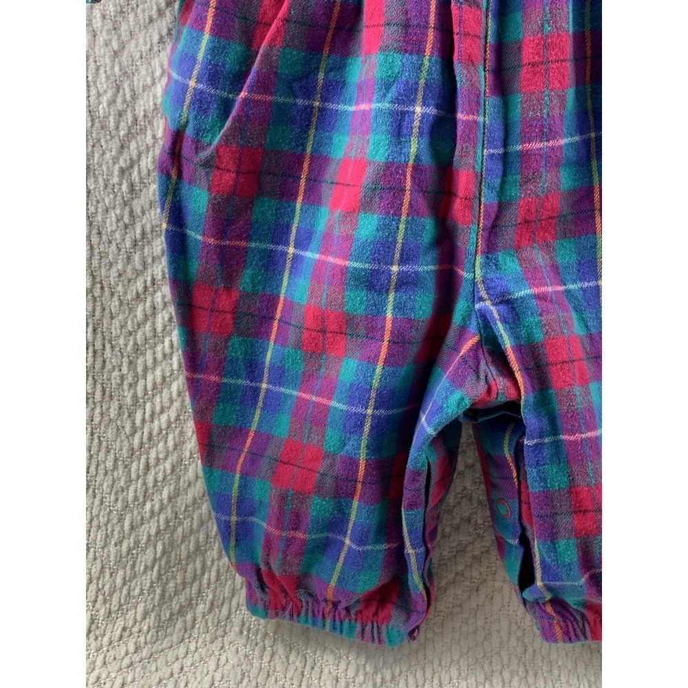 Vintage OshKosh Baby B'gosh Bubble Romper‎ 3-6 Mos Multi Color Block Plaid USA - Picture 15 of 16